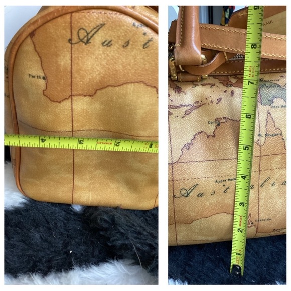 Alverio Martini Vintage Map Print Leather Handbag - Picture 8 of 8